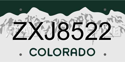 ZXJ8522 Colorado License Plate