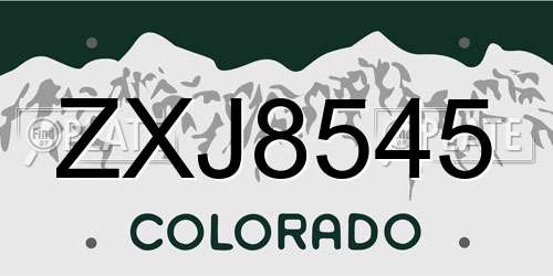 ZXJ8545 Colorado License Plate