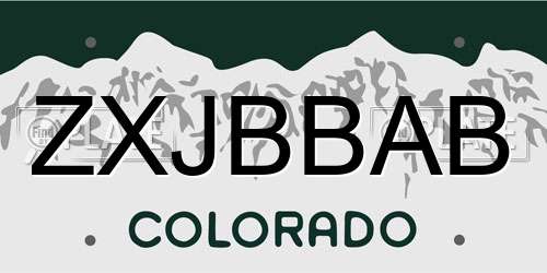 ZXJBBAB Colorado License Plate