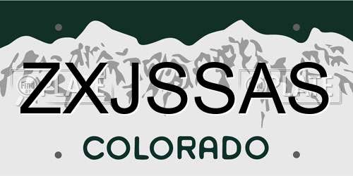 ZXJSSAS Colorado License Plate