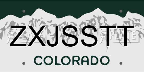 ZXJSSTT Colorado License Plate