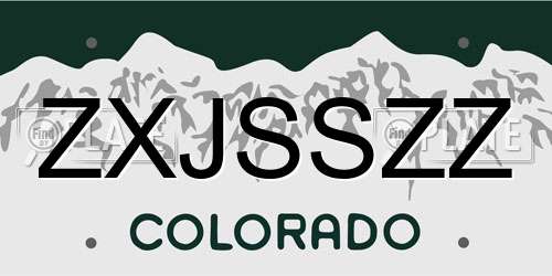 ZXJSSZZ Colorado License Plate