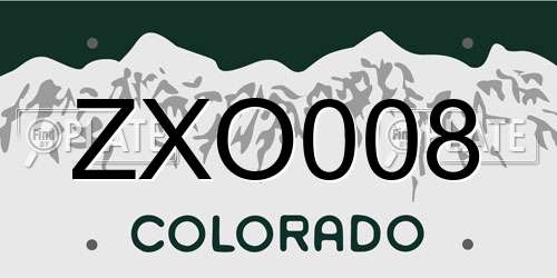 ZXO008 Colorado License Plate