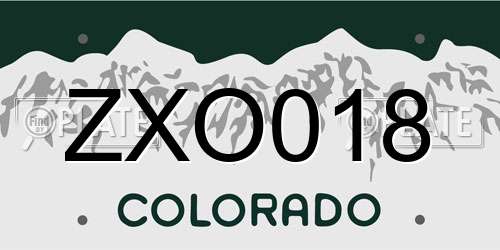 ZXO018 Colorado License Plate
