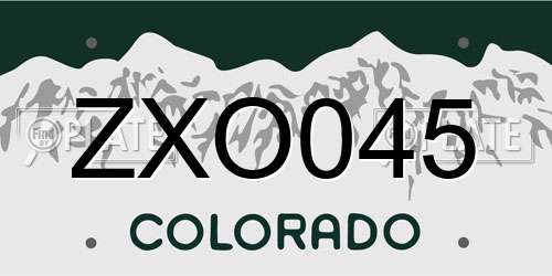 ZXO045 Colorado License Plate