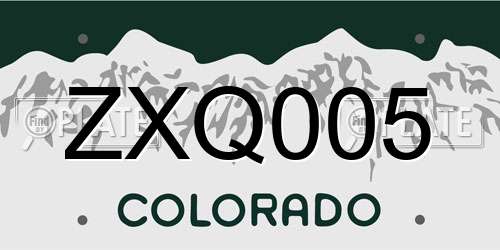 ZXQ005 Colorado License Plate