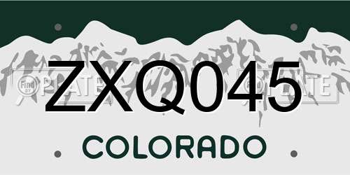 ZXQ045 Colorado License Plate