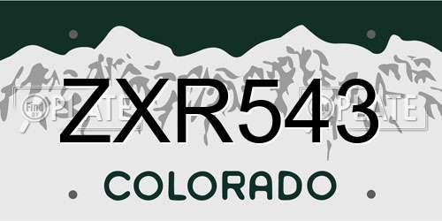 ZXR543 Colorado License Plate