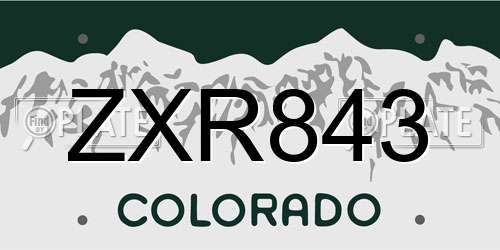 ZXR843 Colorado License Plate