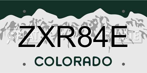 ZXR84E Colorado License Plate