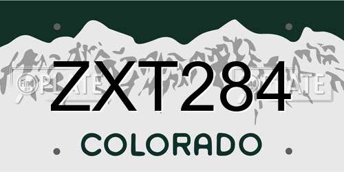 ZXT284 Colorado License Plate
