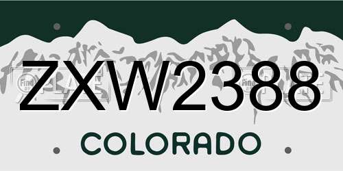 ZXW2388 Colorado License Plate