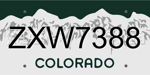 ZXW7388 Colorado License Plate