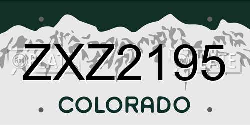 ZXZ2195 Colorado License Plate