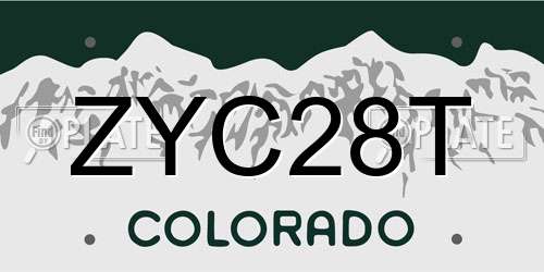 ZYC28T Colorado License Plate