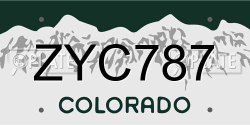 ZYC787 Colorado License Plate