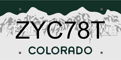 ZYC78T Colorado License Plate