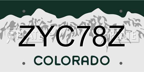 ZYC78Z Colorado License Plate