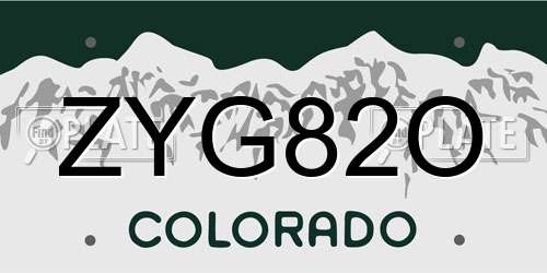 ZYG82O Colorado License Plate