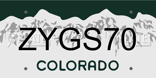 ZYGS70 Colorado License Plate