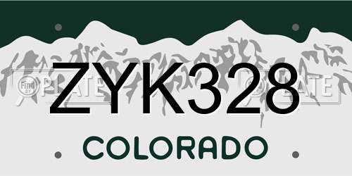 ZYK328 Colorado License Plate