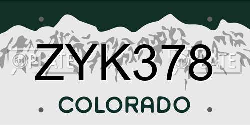 ZYK378 Colorado License Plate