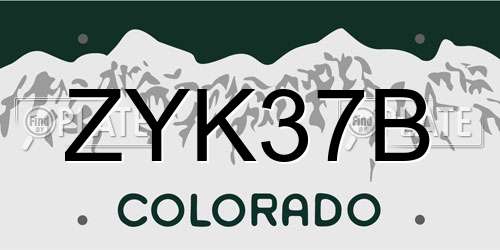 ZYK37B Colorado License Plate