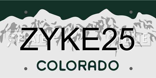 ZYKE25 Colorado License Plate