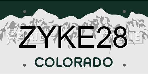 ZYKE28 Colorado License Plate