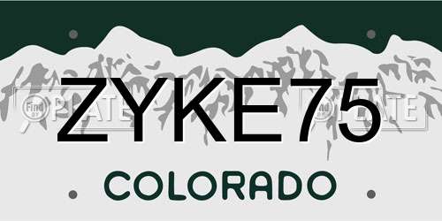 ZYKE75 Colorado License Plate