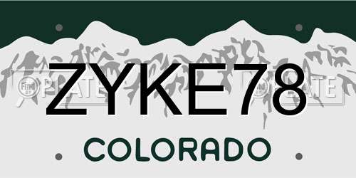 ZYKE78 Colorado License Plate