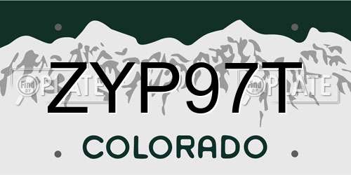 ZYP97T Colorado License Plate