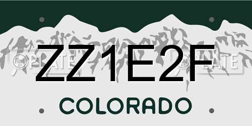 ZZ1E2F Colorado License Plate