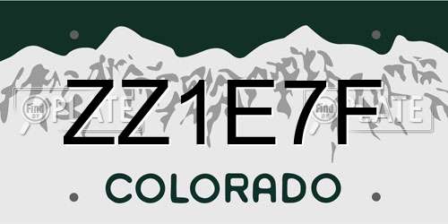 ZZ1E7F Colorado License Plate