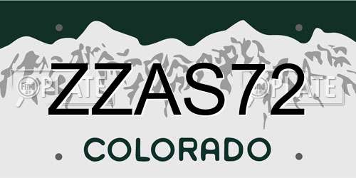 ZZAS72 Colorado License Plate