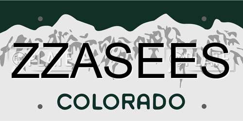ZZASEES Colorado License Plate