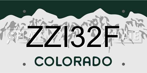 ZZI32F Colorado License Plate