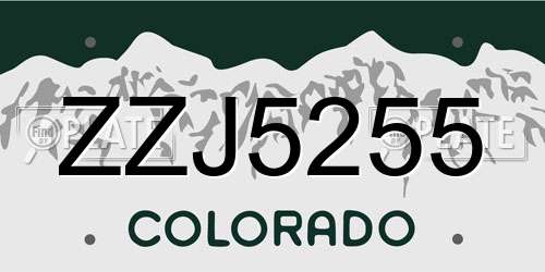 ZZJ5255 Colorado License Plate