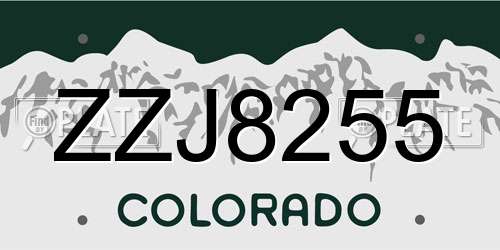 ZZJ8255 Colorado License Plate