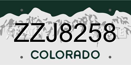 ZZJ8258 Colorado License Plate