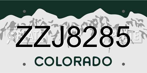 ZZJ8285 Colorado License Plate