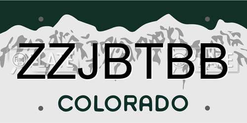 ZZJBTBB Colorado License Plate
