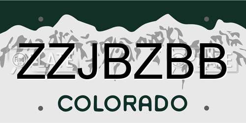 ZZJBZBB Colorado License Plate