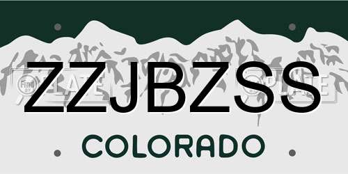 ZZJBZSS Colorado License Plate