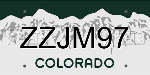 ZZJM97 Colorado License Plate