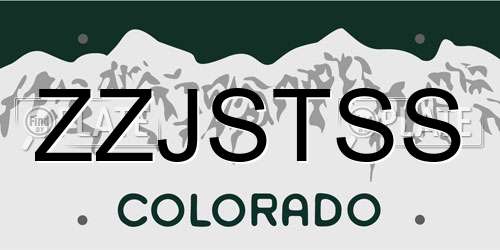 ZZJSTSS Colorado License Plate