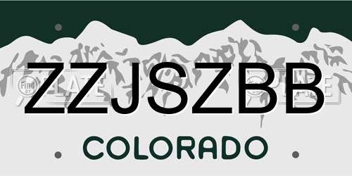 ZZJSZBB Colorado License Plate