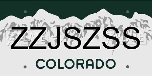 ZZJSZSS Colorado License Plate