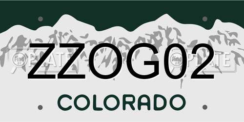 ZZOG02 Colorado License Plate
