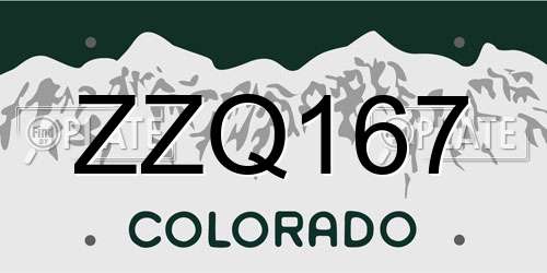 ZZQ167 Colorado License Plate